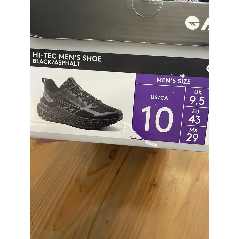 Hi-Tec Men's Trail‎ Running Hiking Tennis Shoes Black, Asphalt Sneaker Men Sz 10